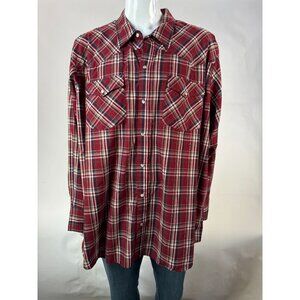 Canyon Guide Mens Red Plaid Pearl Snap Shirt 4XL 95% Cotton 45% Polyester Vintag